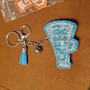 Cheer Key Ring Backpack Charm Teal Or Orange